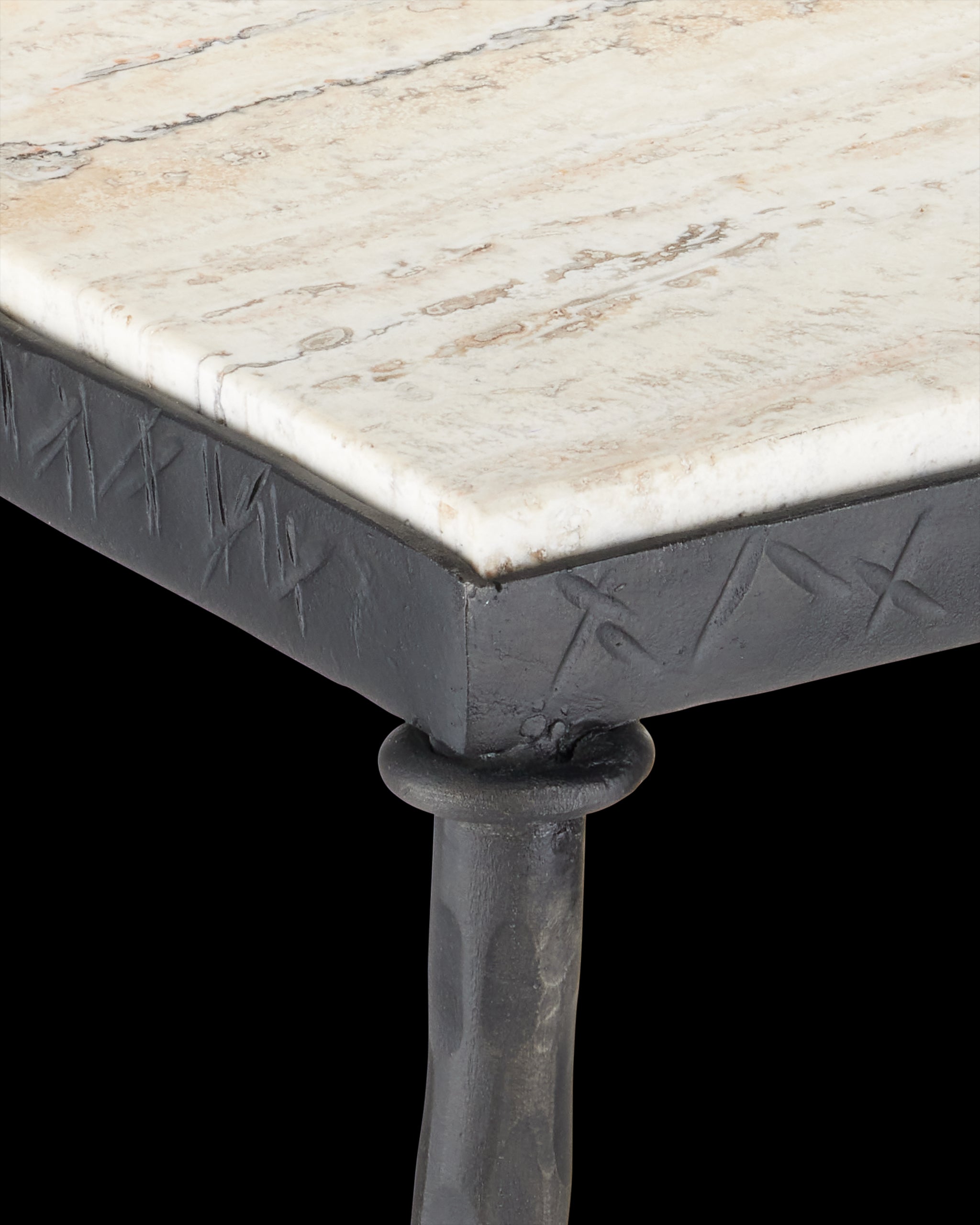 Currey & Company Agora White Travertine Side Table