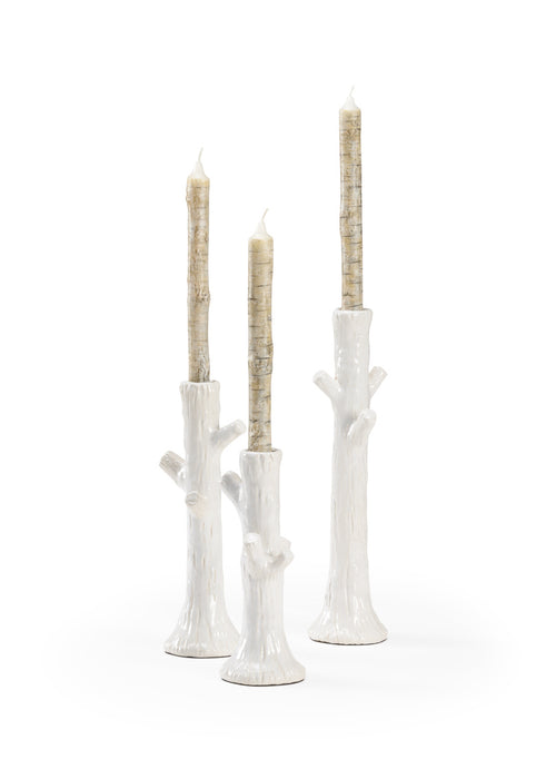 Wildwood Faux Bois Candelsticks White (S3)