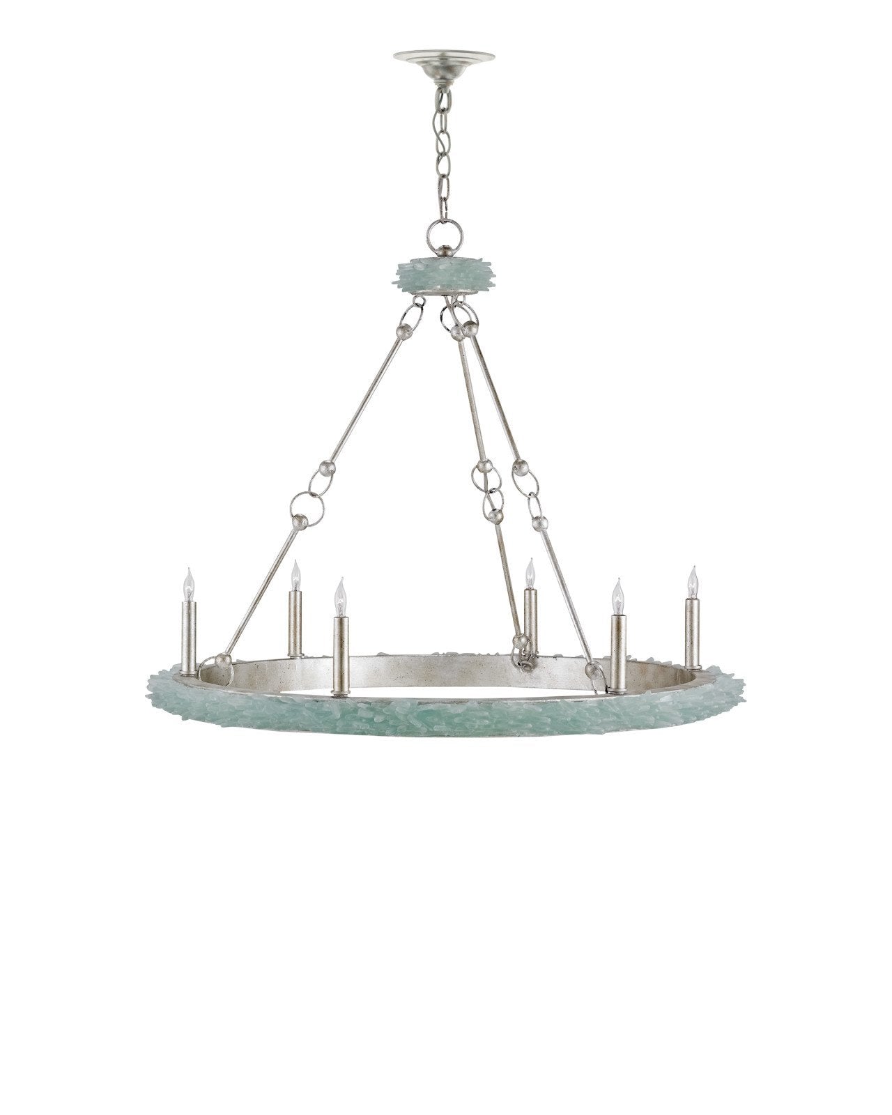 Currey & Company Tidewater 35" Silver 6 Light Chandelier