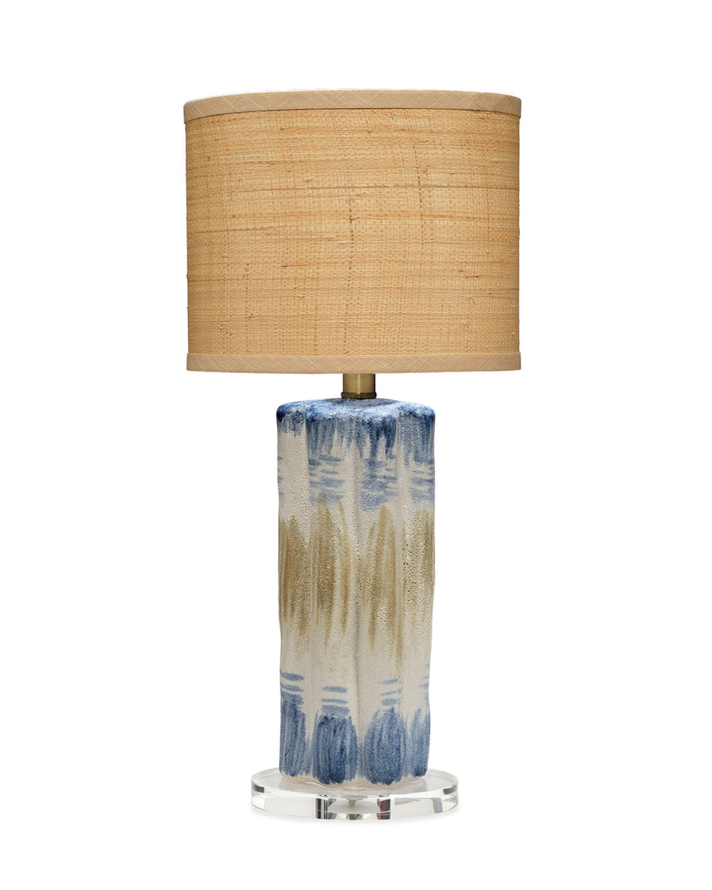 Jamie Young Abstract Ceramic Table Lamp With Raffia Shade