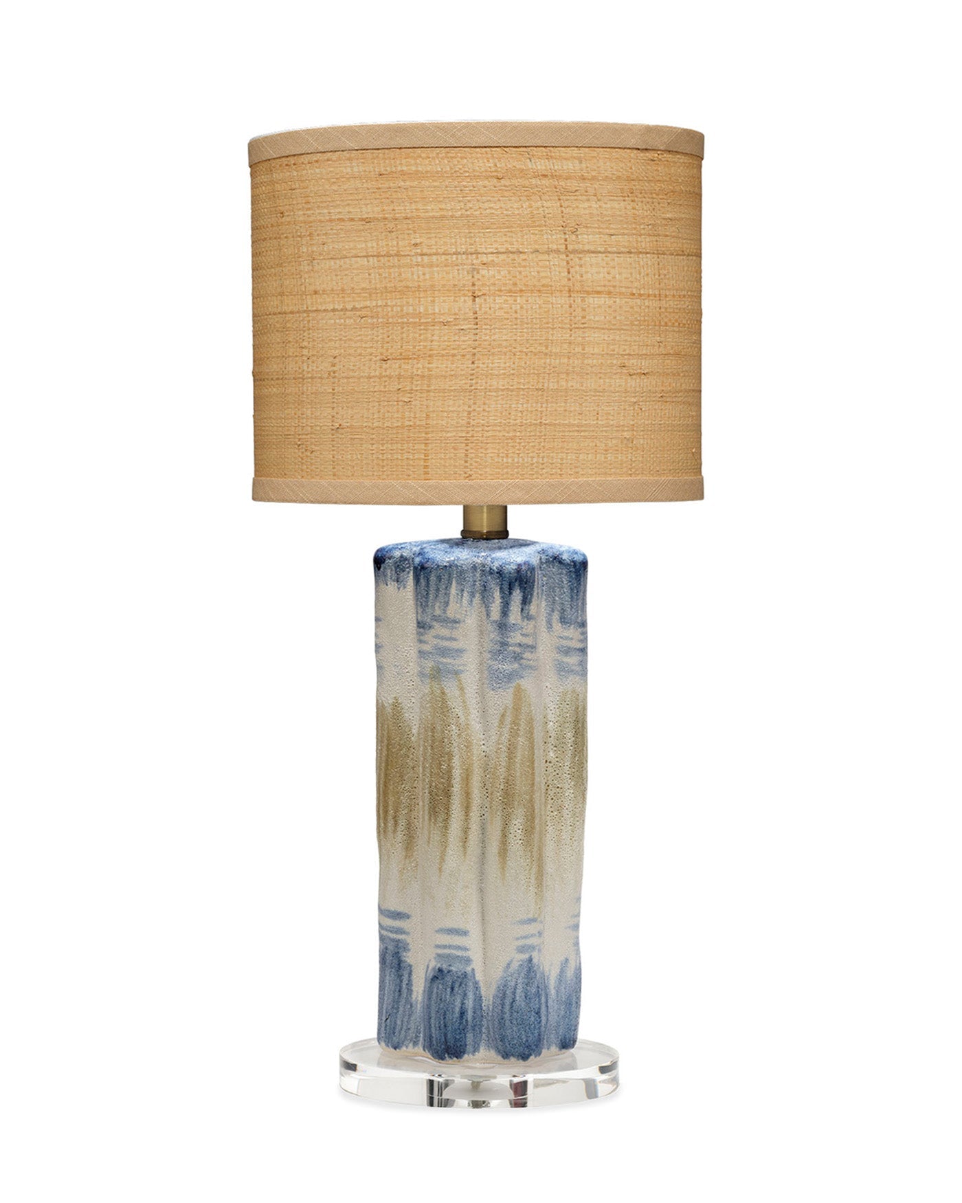 Jamie Young Abstract Ceramic Table Lamp With Raffia Shade