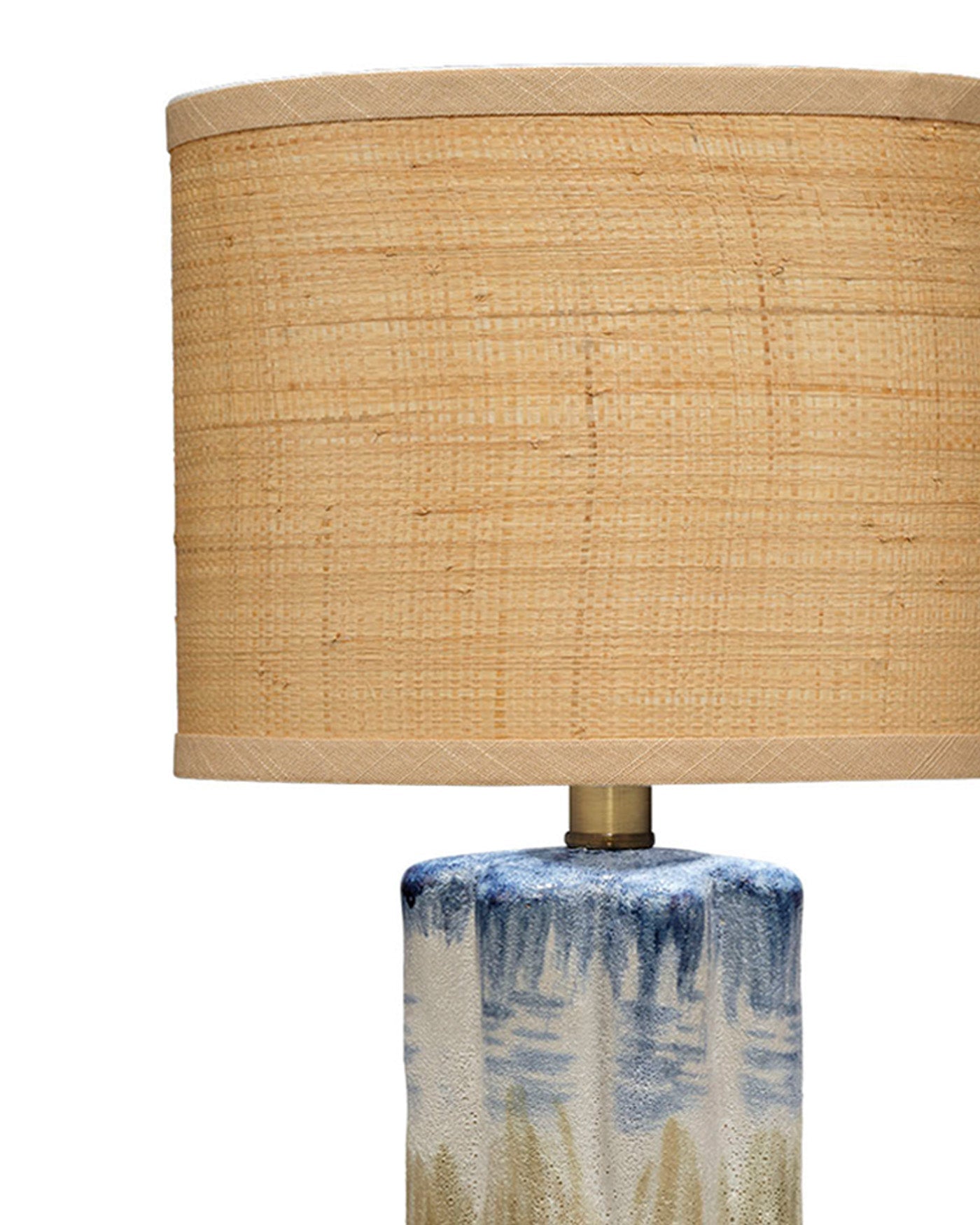 Jamie Young Abstract Ceramic Table Lamp With Raffia Shade