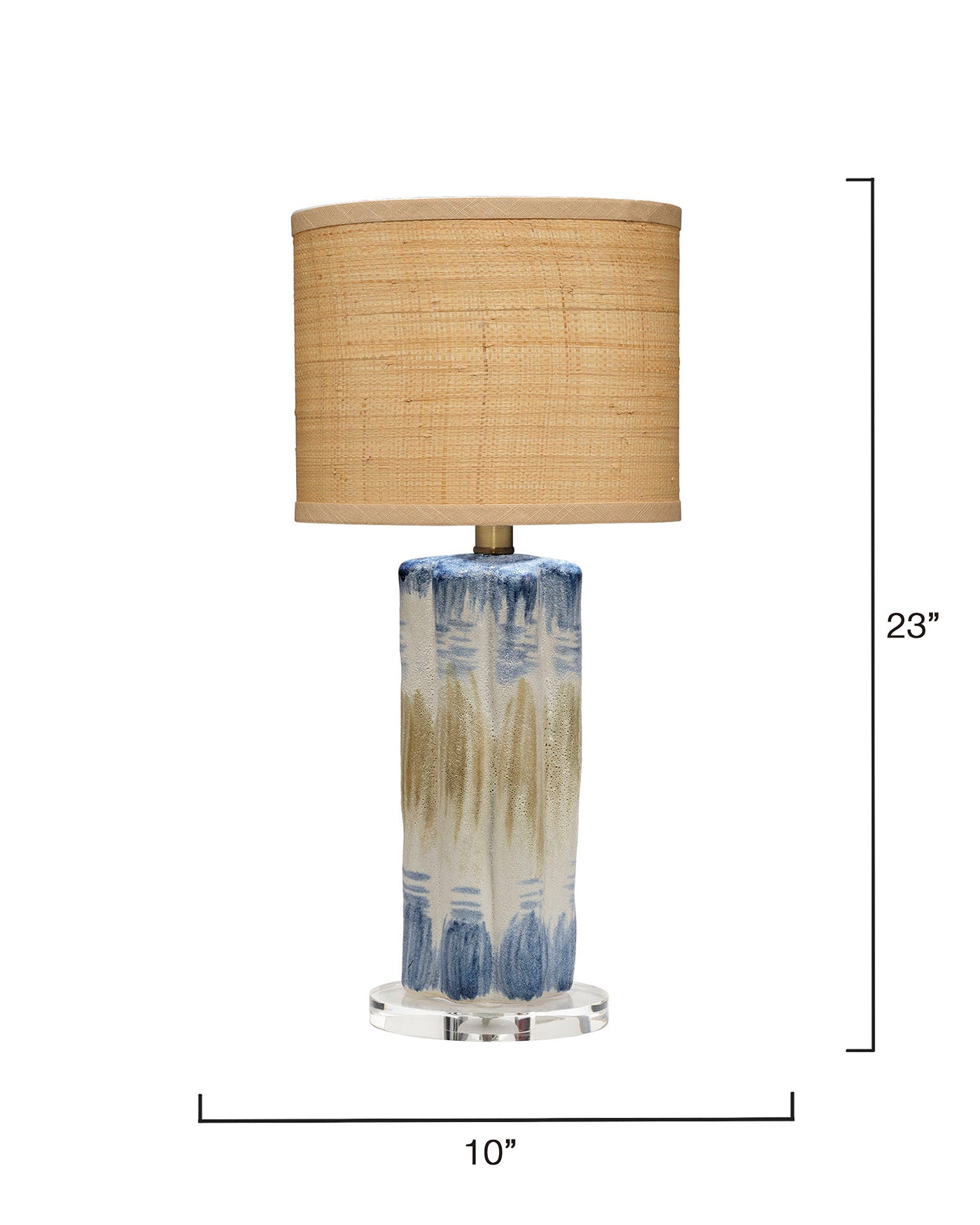Jamie Young Abstract Ceramic Table Lamp With Raffia Shade
