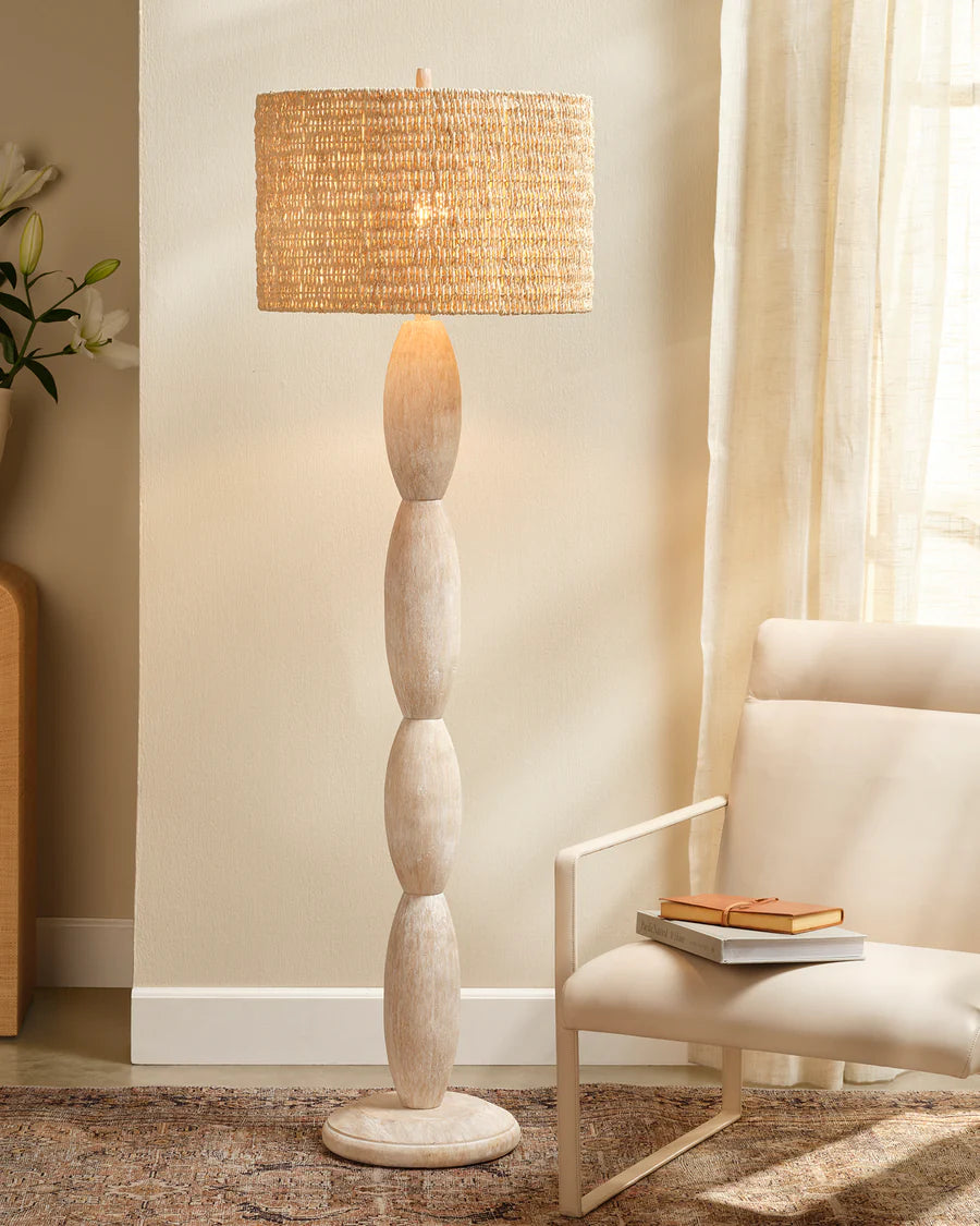 Jamie Young Almond Floor Lamp, White Washed Wood