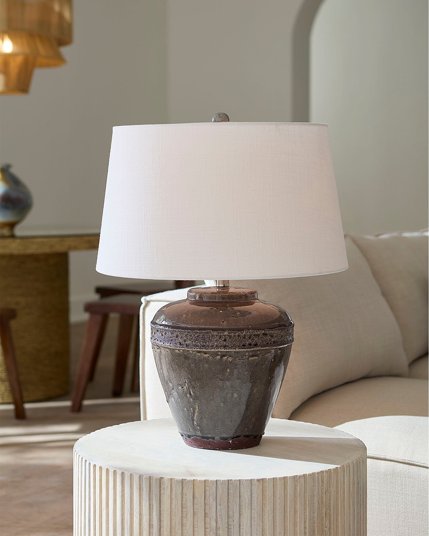 Jamie Young Avondale Ceramic Table Lamp With Linen Shade