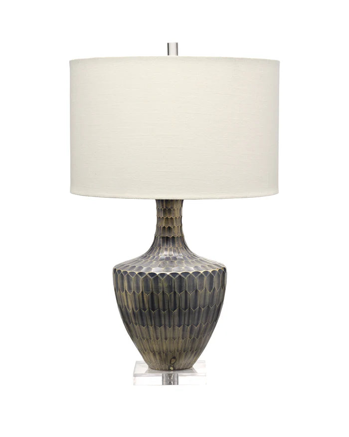 Jamie Young Boa Table Lamp, Indigo Etched Glass