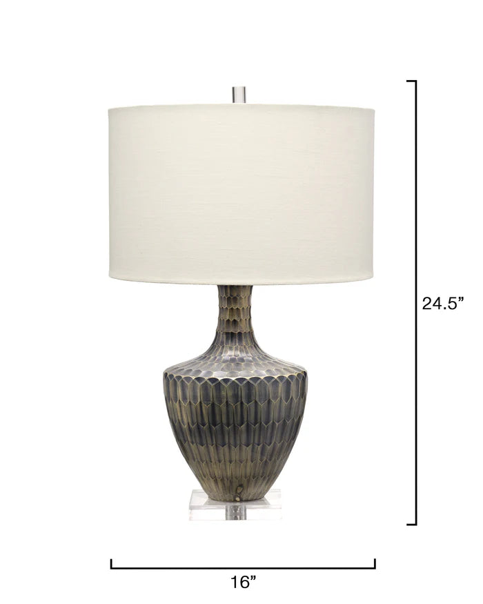 Jamie Young Boa Table Lamp, Indigo Etched Glass