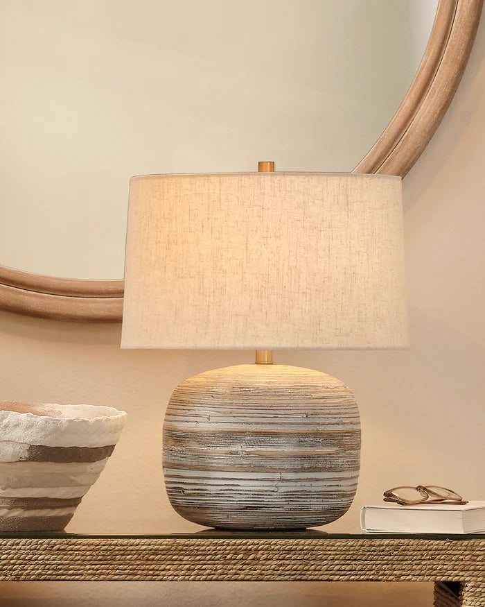Jamie Young Cocoon Table Lamp, White Washed Bamboo