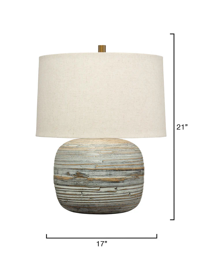 Jamie Young Cocoon Table Lamp, White Washed Bamboo
