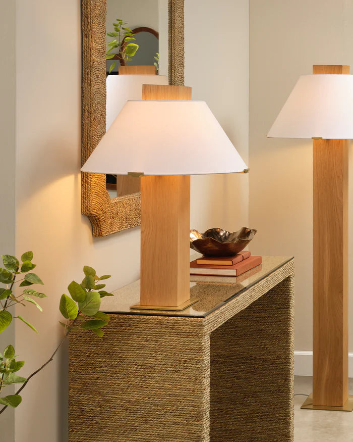 Jamie Young Craftsman Table Lamp, Natural Oak Veneer
