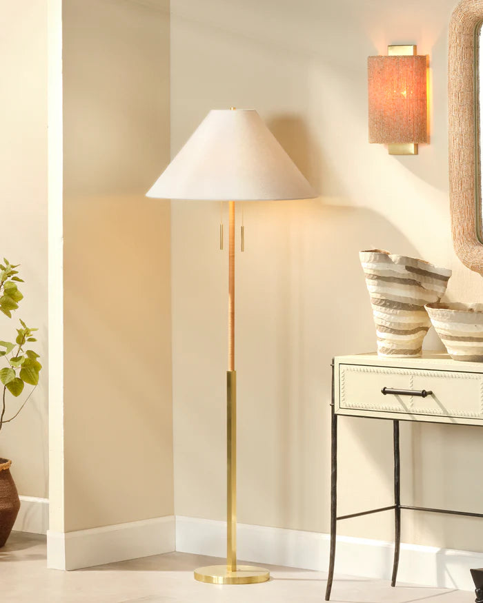 Jamie Young Harrison Floor Lamp, Natural Rattan