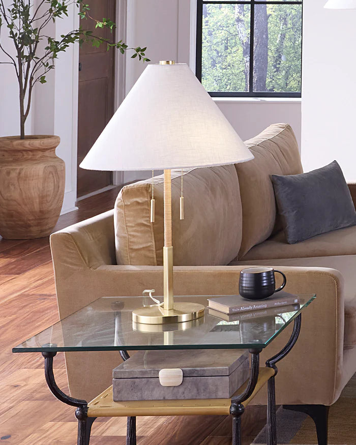 Jamie Young Harrison Table Lamp, Natural Rattan