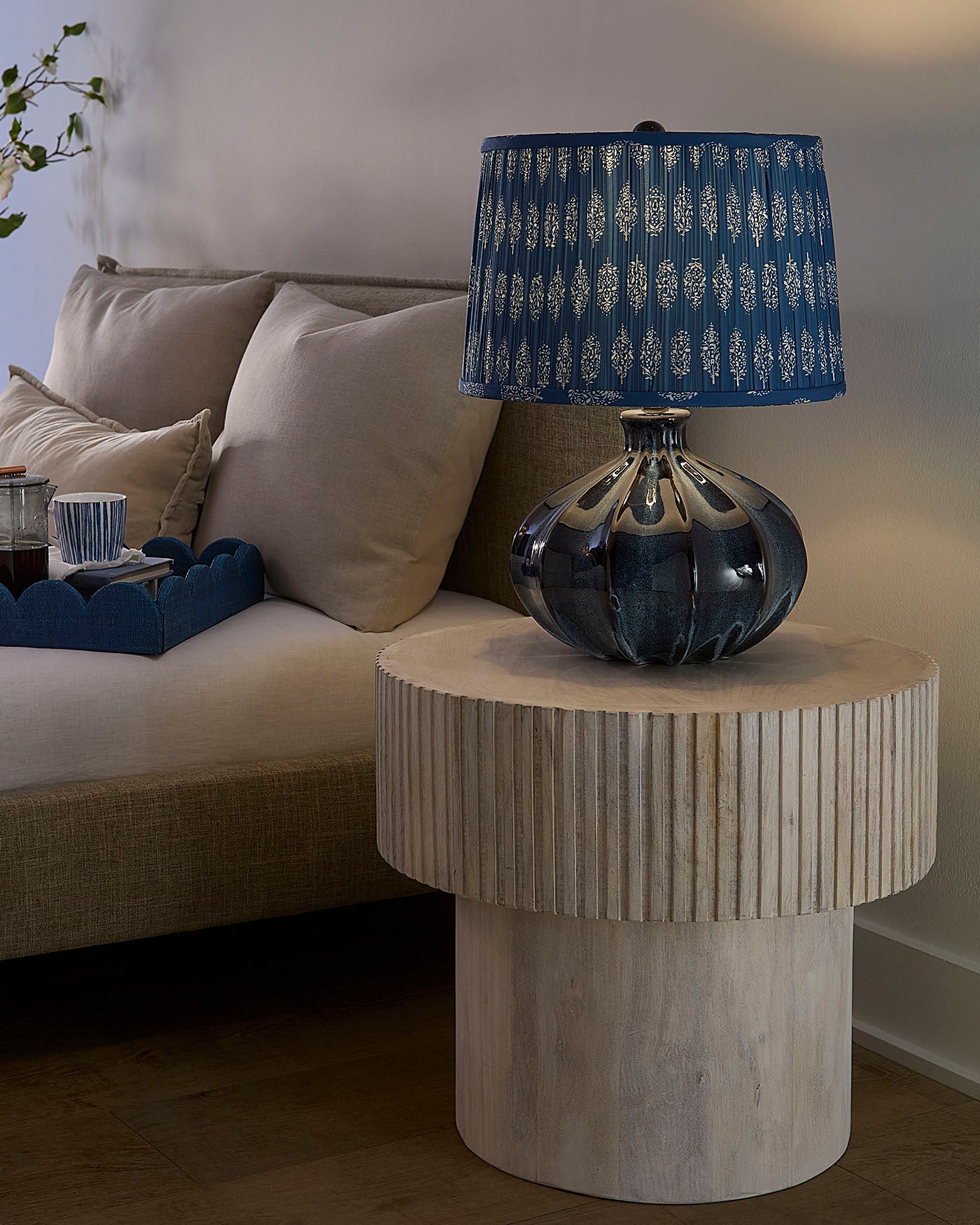 Jamie Young Hershey Ceramic Table Lamp With Cotton Shade