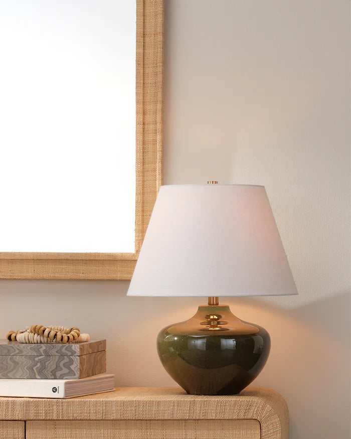 Jamie Young Monroe Table Lamp, Olive Green Ceramic