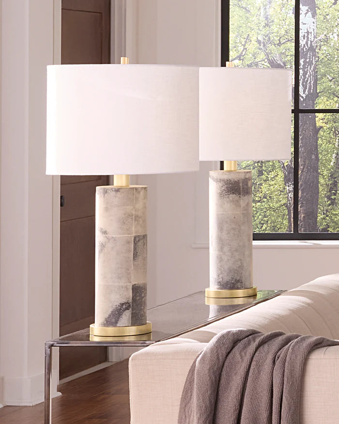 Jamie Young Rivet Table Lamp, Grey Vellum