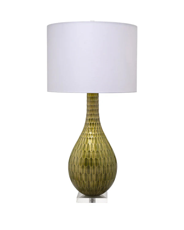 Jamie Young Serpentine Table Lamp, Chartreuse Etched Glass