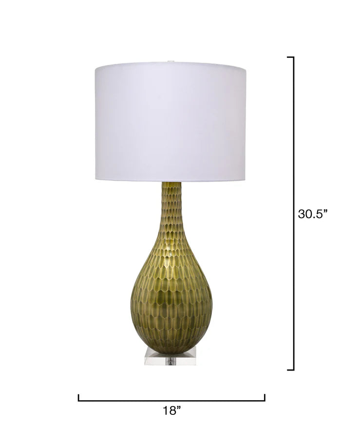 Jamie Young Serpentine Table Lamp, Chartreuse Etched Glass
