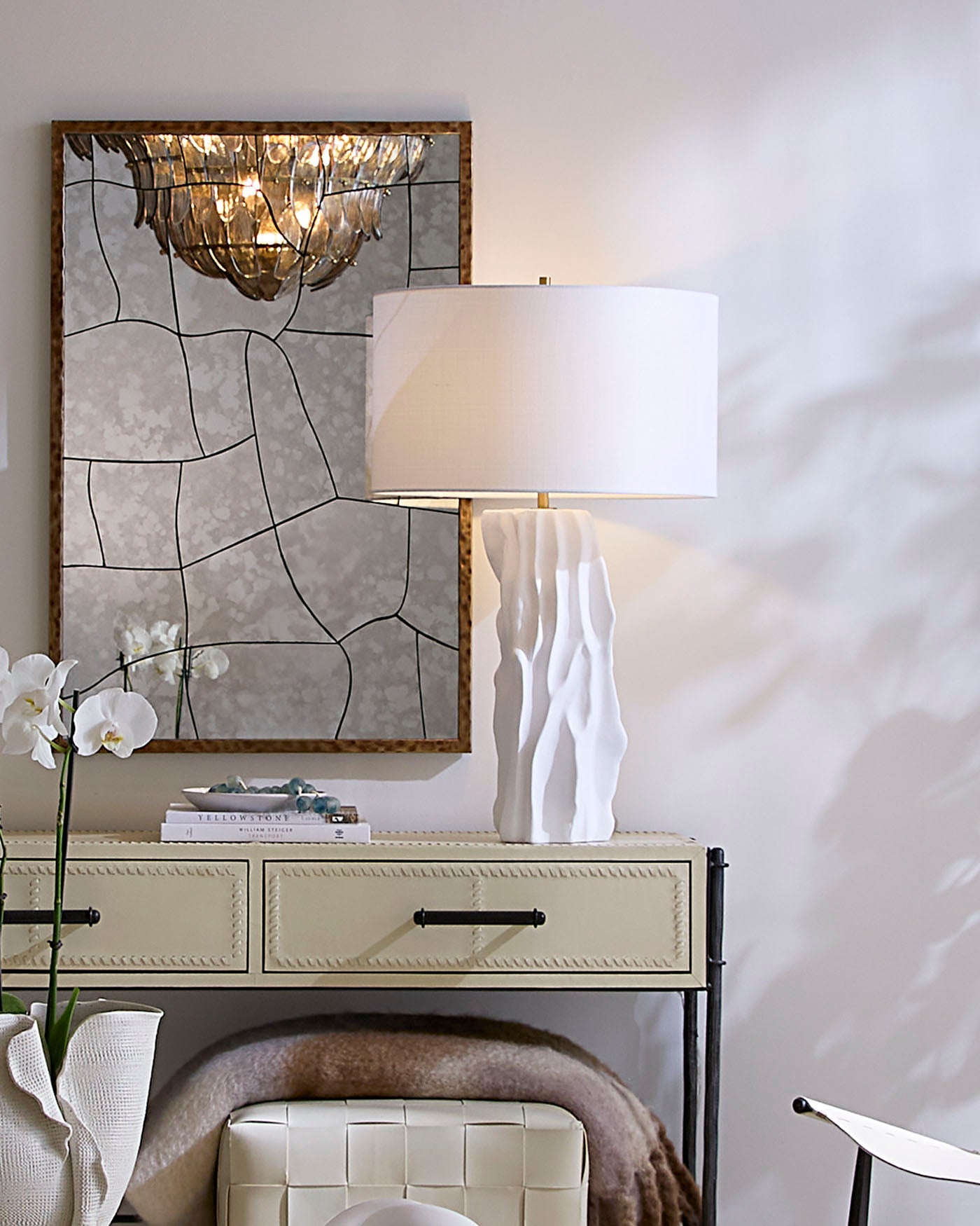 Jamie Young Sweetwood Ceramid Table Lamp With Linen Shade