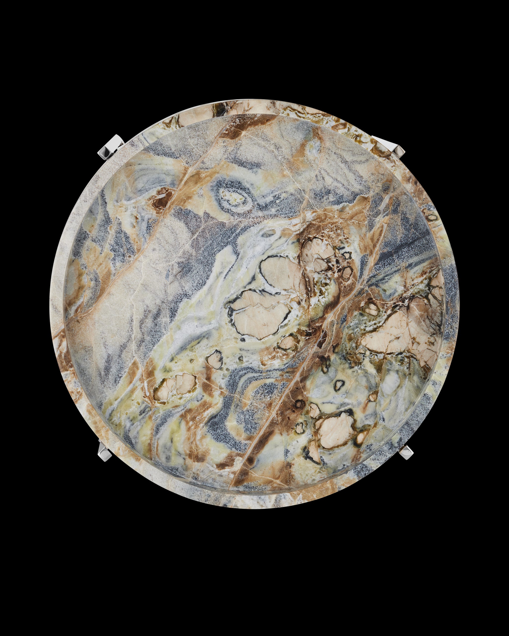 Currey & Company Freya Floral Jade Marble Accent Table