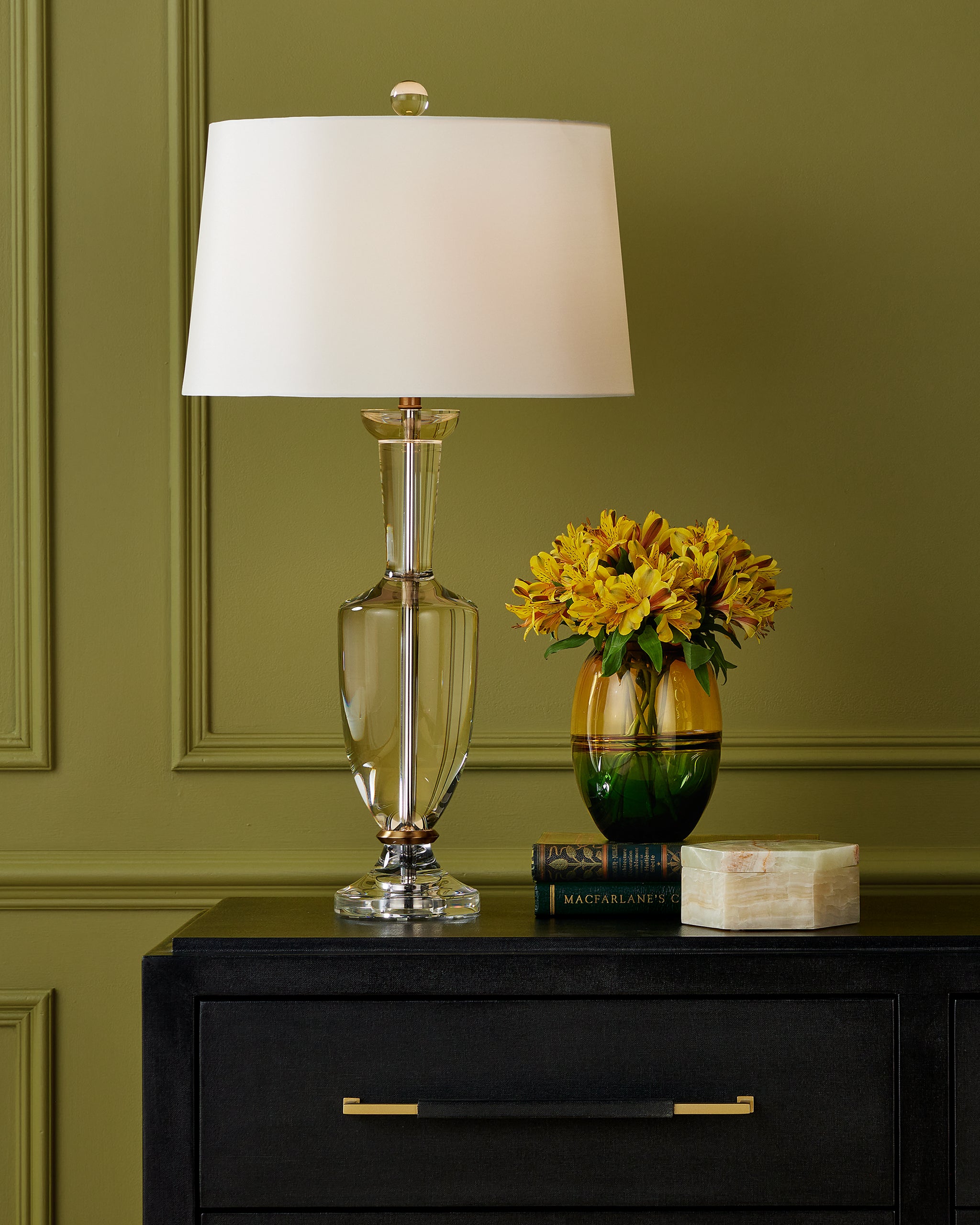 Currey & Company Arco Green Onyx Hexagon Box