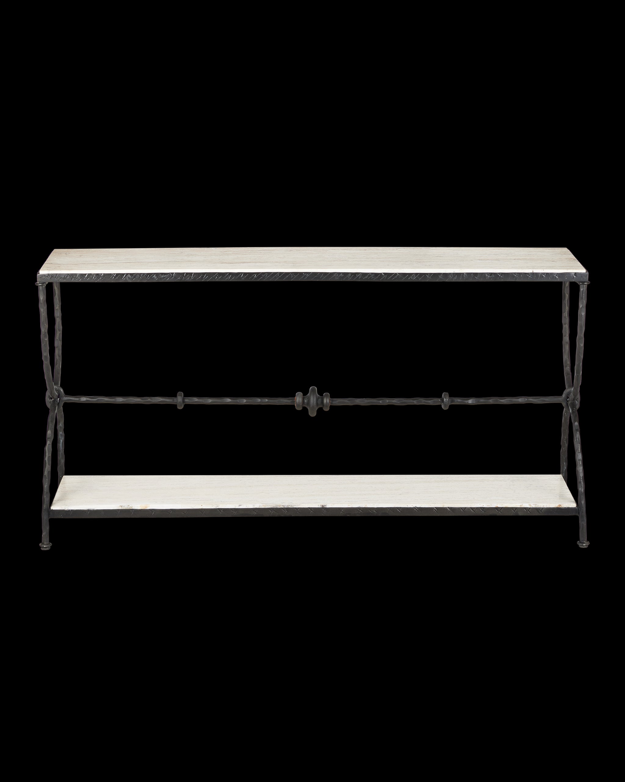 Currey & Company Agora White Travertine Console Table