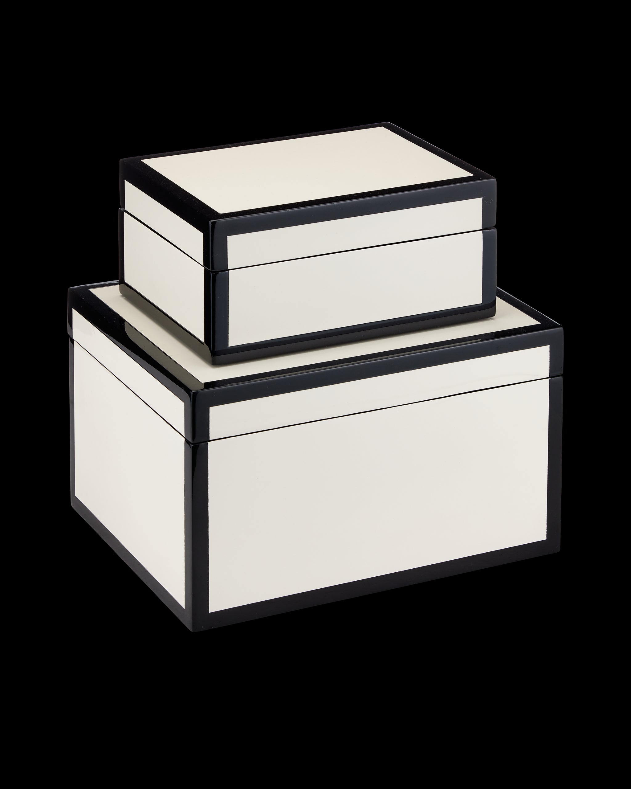Currey & Company Ivory Lacquer Box Set Of 2
