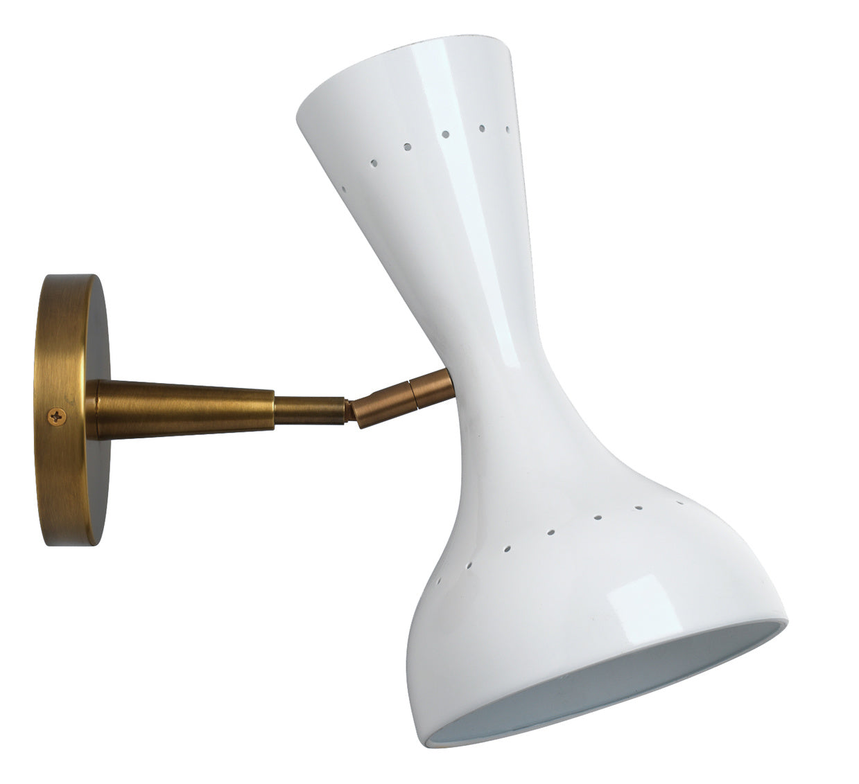 Jamie Young Pisa Wall Sconce In White Lacquer & Antique Brass Metal