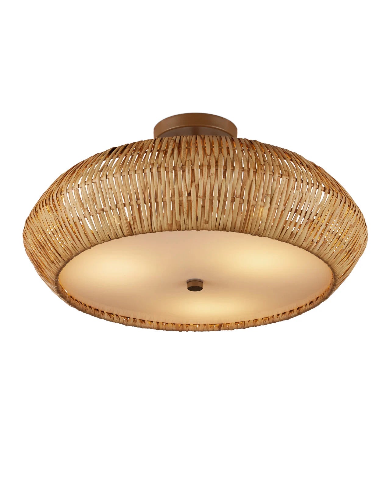 Currey & Company Antibes 25" Natural Rattan Semi Flush Mount