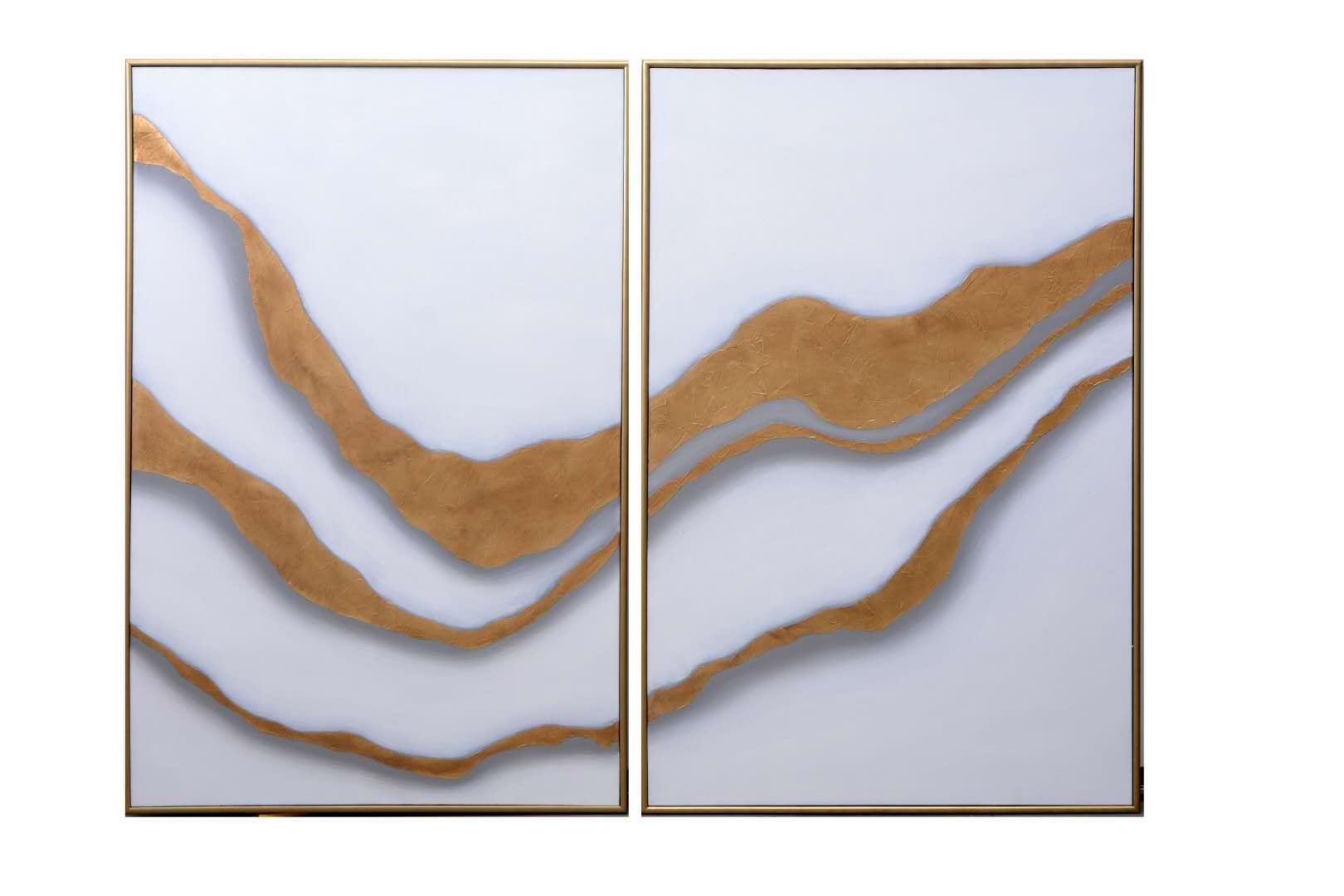 Sunpan Gold Abyss (Set Of 2) 40" X 60" Gold Floater Frame