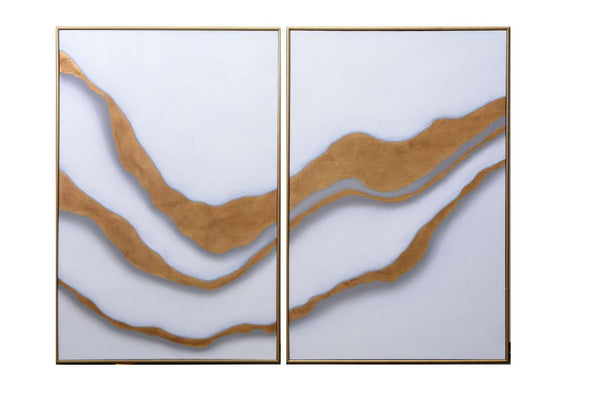 Sunpan Gold Abyss (Set Of 2) 40" X 60" Gold Floater Frame