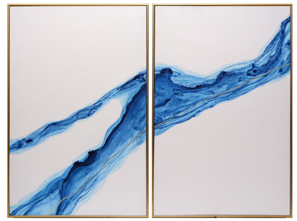 Sunpan Fluidity (Set Of 2) 40" X 60" Gold Floater Frame