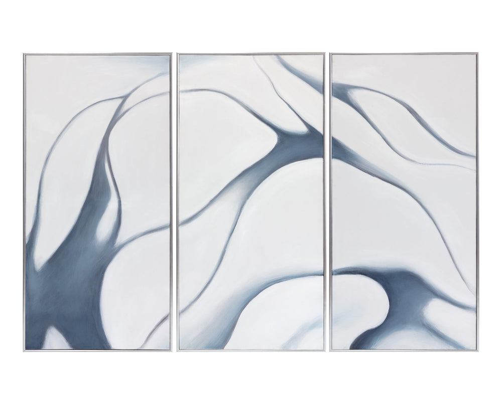 Sunpan Meditation (Set Of 3) 30" X 60" Silver Floater Frame