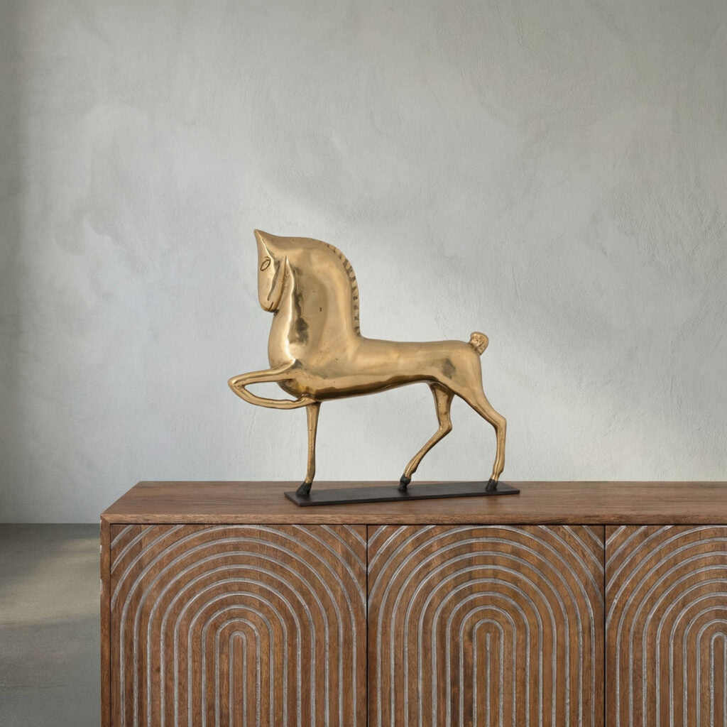 Noir Horse On Stand, Brass