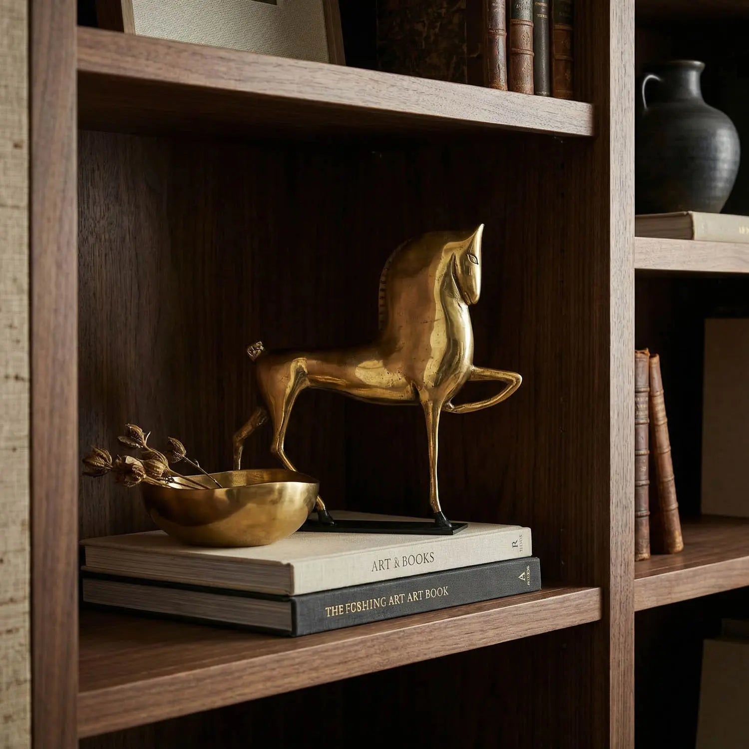 Noir Horse On Stand, Brass