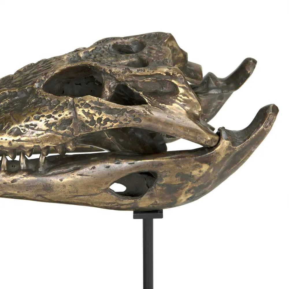 Noir Brass Alligator On Stand, Medium
