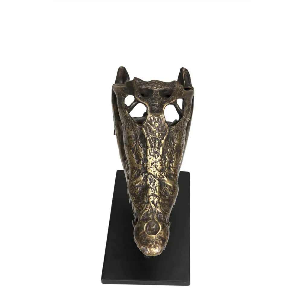 Noir Brass Alligator On Stand, Medium