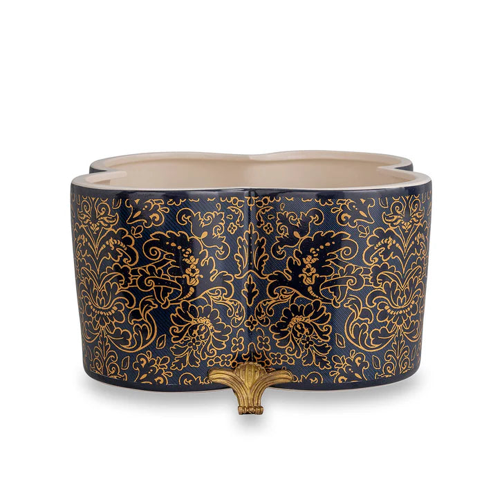 Port 68 Richmond Damask Indigo Quatrefoil Planter