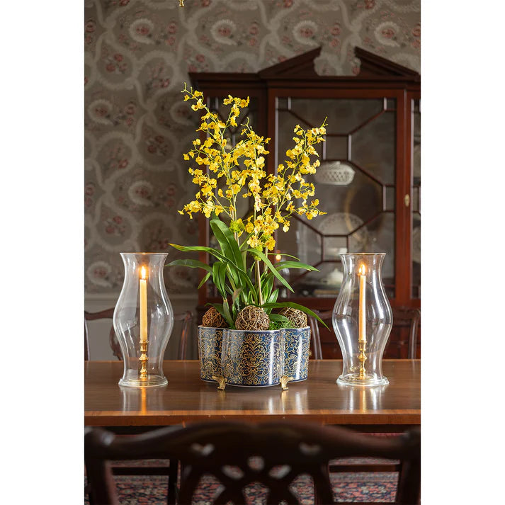 Port 68 Richmond Damask Indigo Quatrefoil Planter