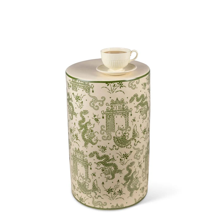 Port 68 Dragon Pagoda Green Stool