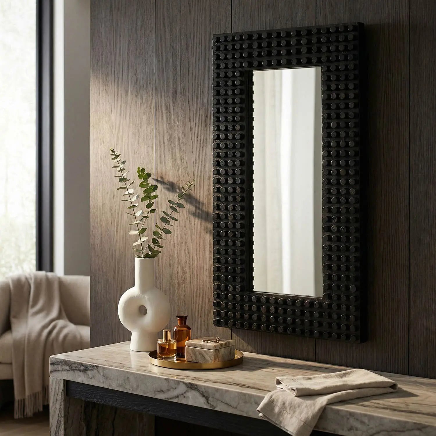Noir Faustus Mirror, Charcoal Black