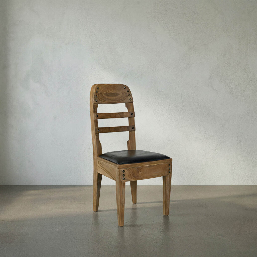 Noir Laila Chair, Teak With Leather