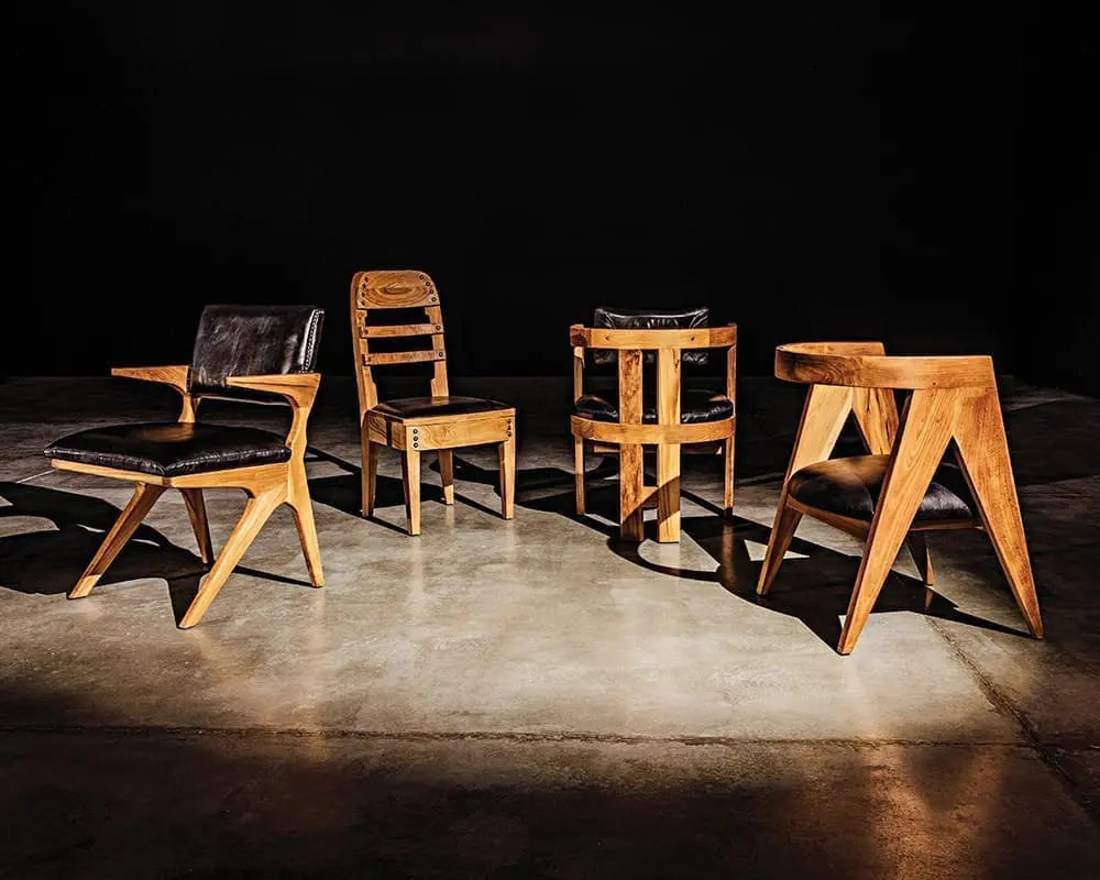 Noir Laila Chair, Teak With Leather