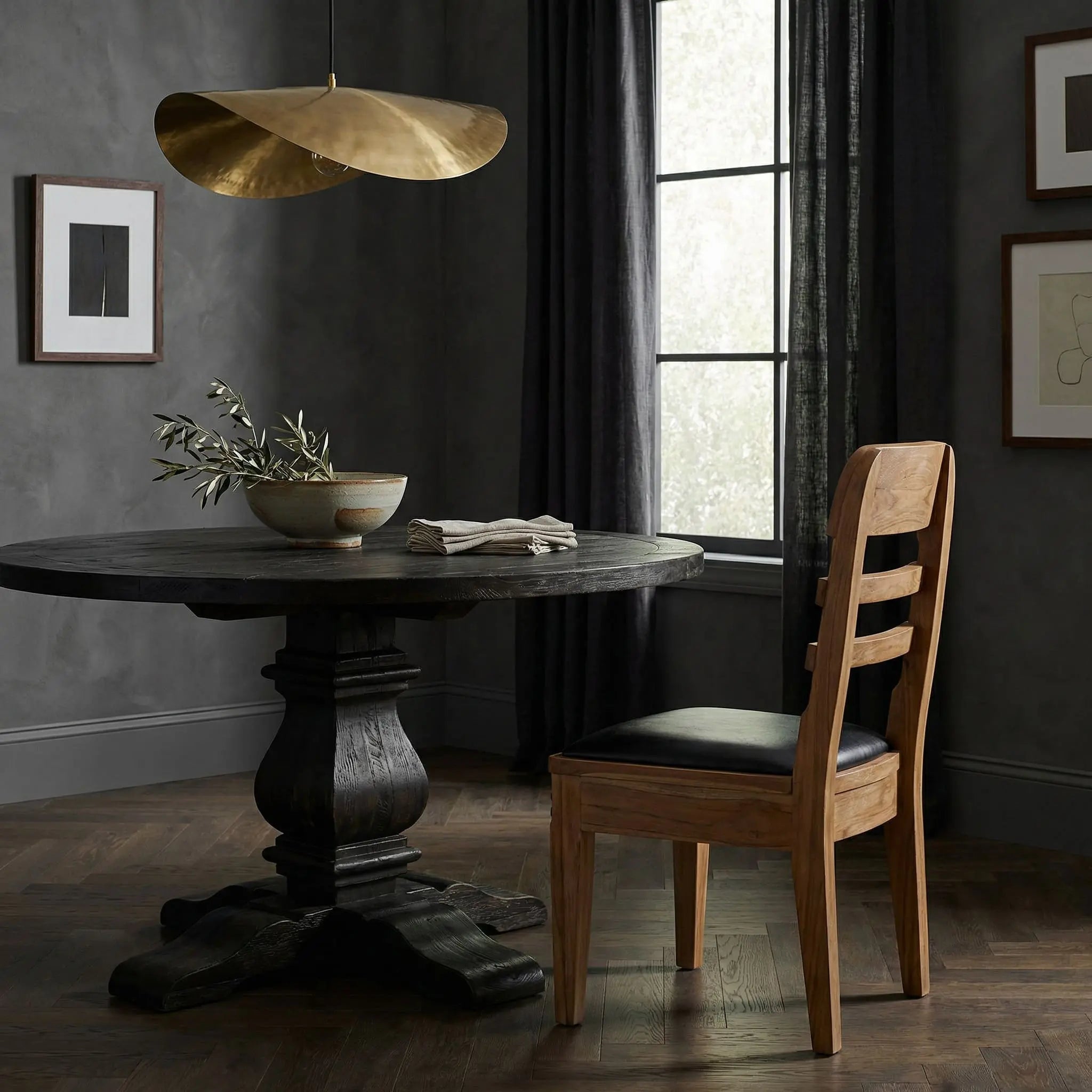 Noir Laila Chair, Teak With Leather