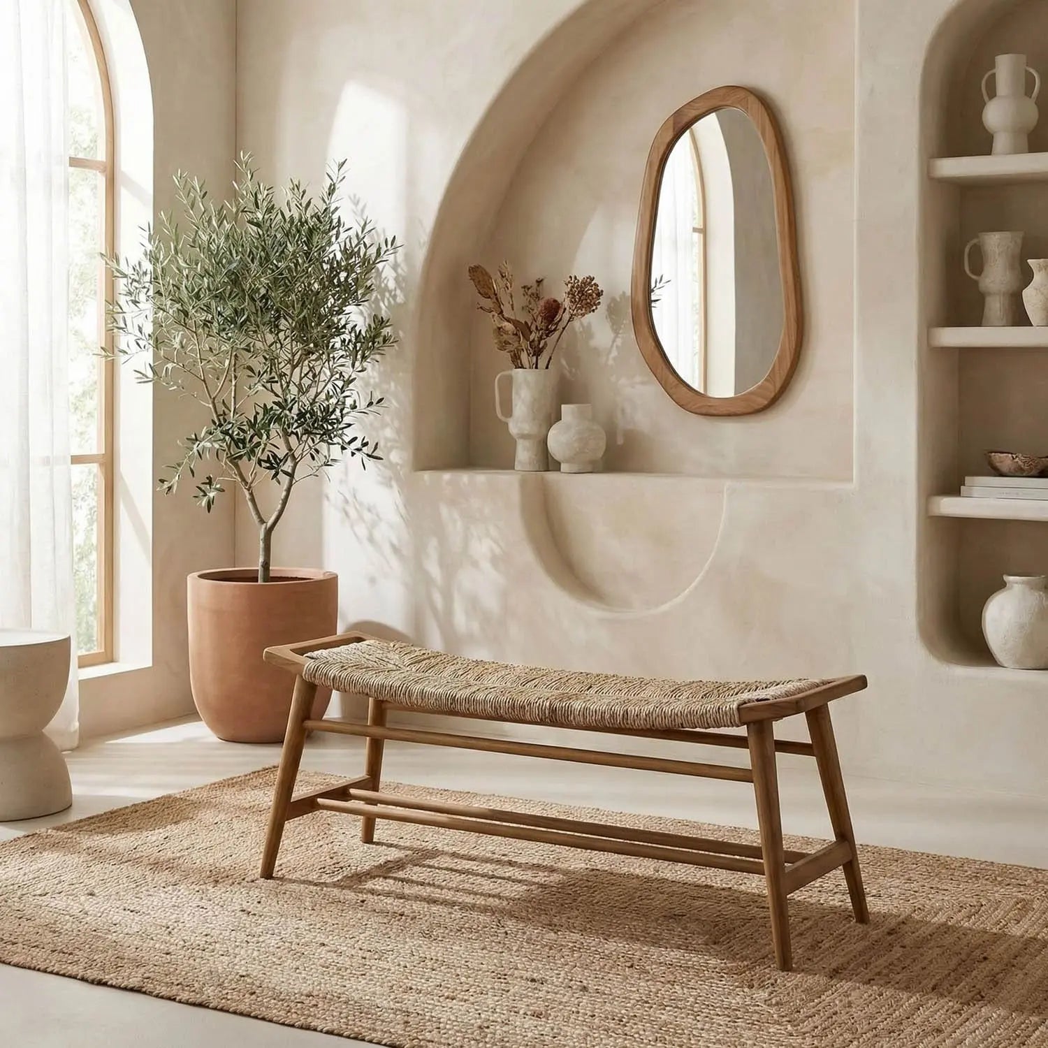 Noir Stockholm Bench With Woven
