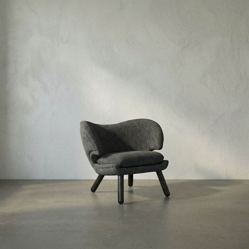 Noir Valerie Chair With Grey Fabric
