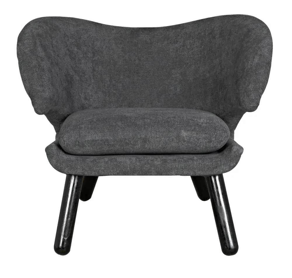 Noir Valerie Chair With Grey Fabric