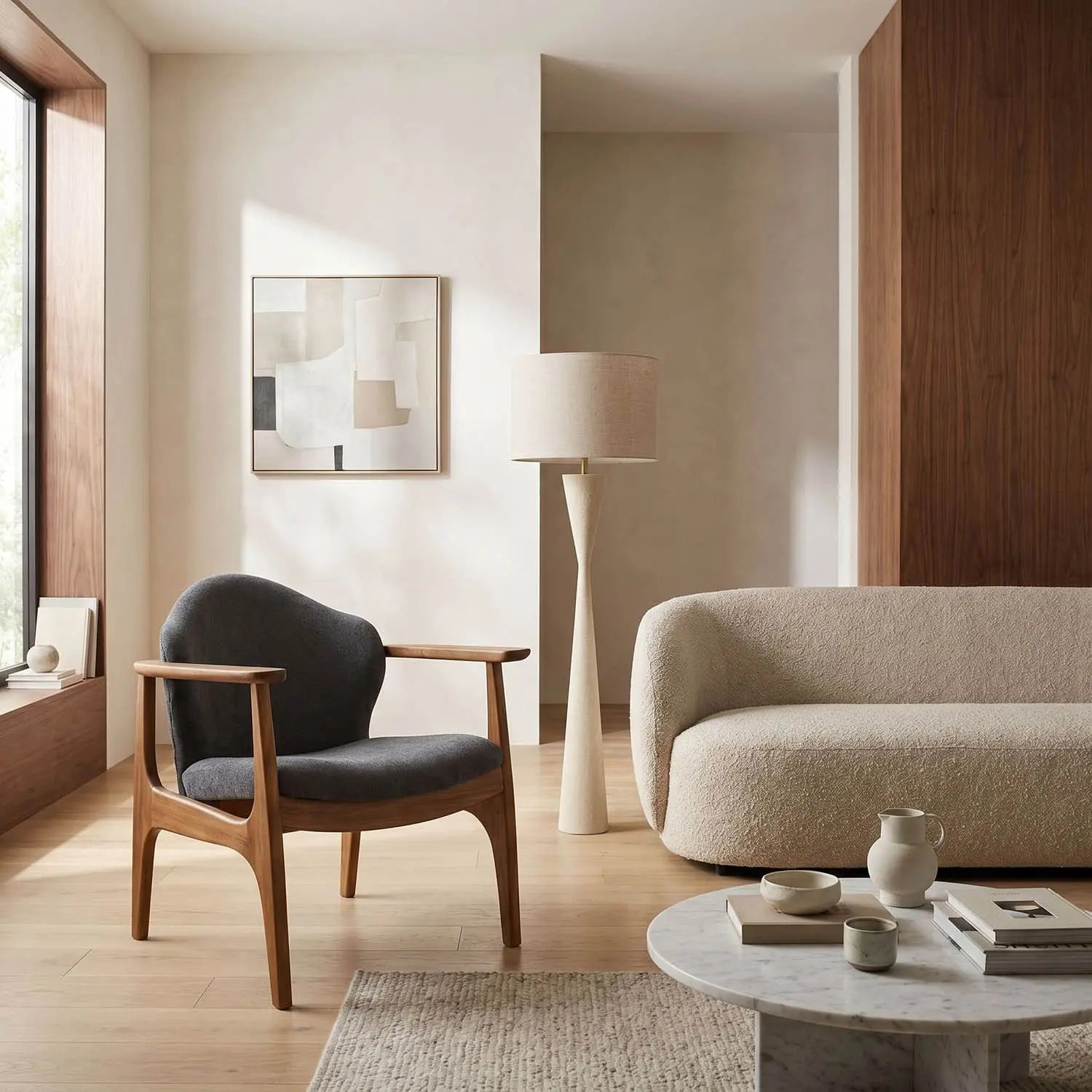 Noir Vittorio Chair With Grey Fabric