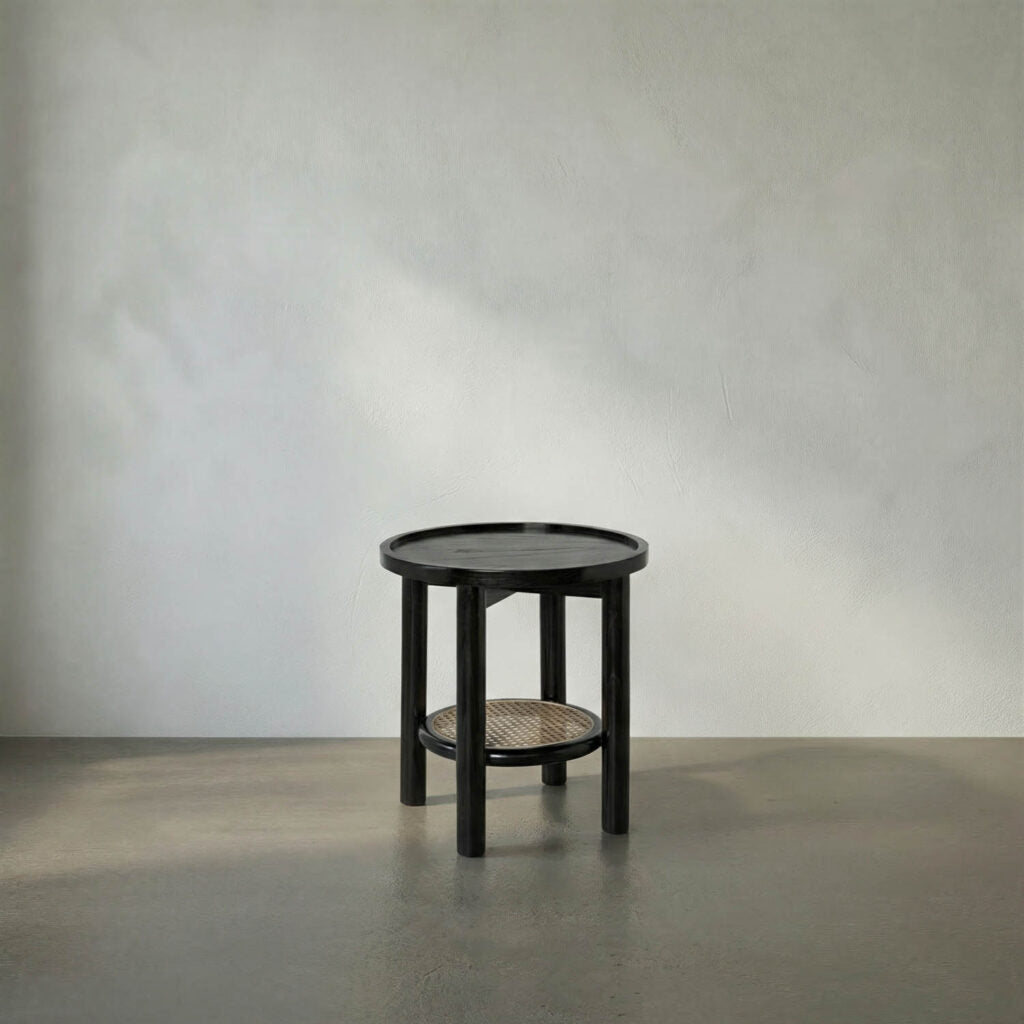 Noir Hide Away Side Table, Charcoal Black