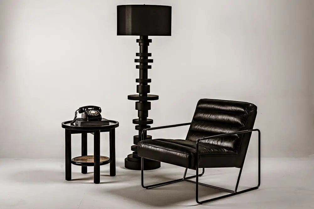 Noir Hide Away Side Table, Charcoal Black