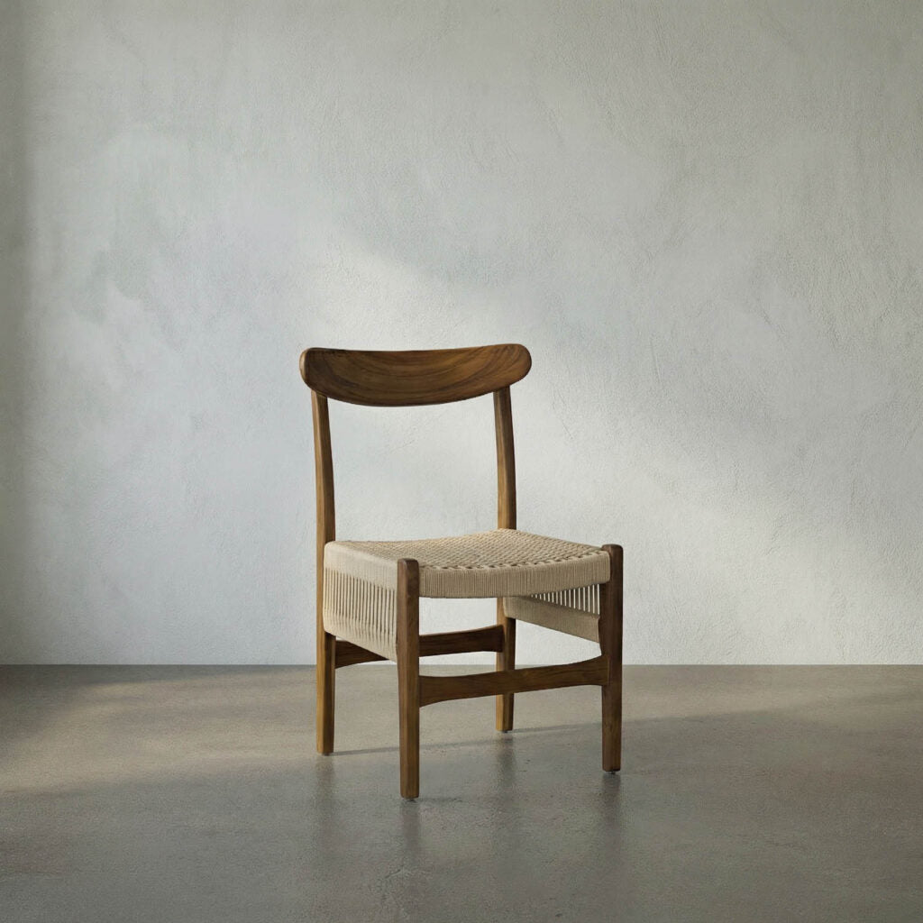 Noir Shagira Chair, Teak With Woven Rope